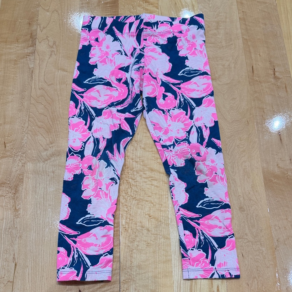 Girls' Lilly Pulitzer Navy and Pink Floral Leggings